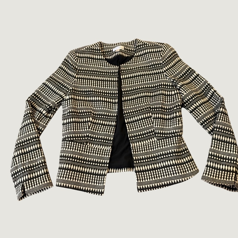 Tahari Arthur S. Levine Jacket 4 Geometric Textured Open Front Blazer